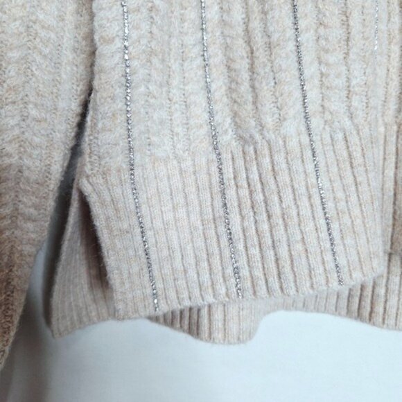 Nine West Oatmeal Cream Tan Jewel Embellished Sweater Women's Size Small New NWT - Picture 3 of 8